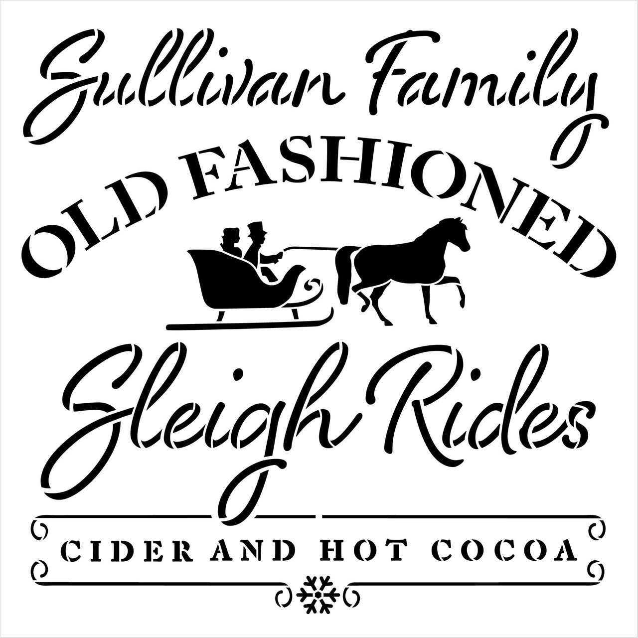 Personalized Old Fashioned Sleigh Rides Stencil by StudioR12 - Select Size - USA Made - Craft DIY Santa Holiday Home Decor | Paint Custom Family Wood Sign | Reusable Template