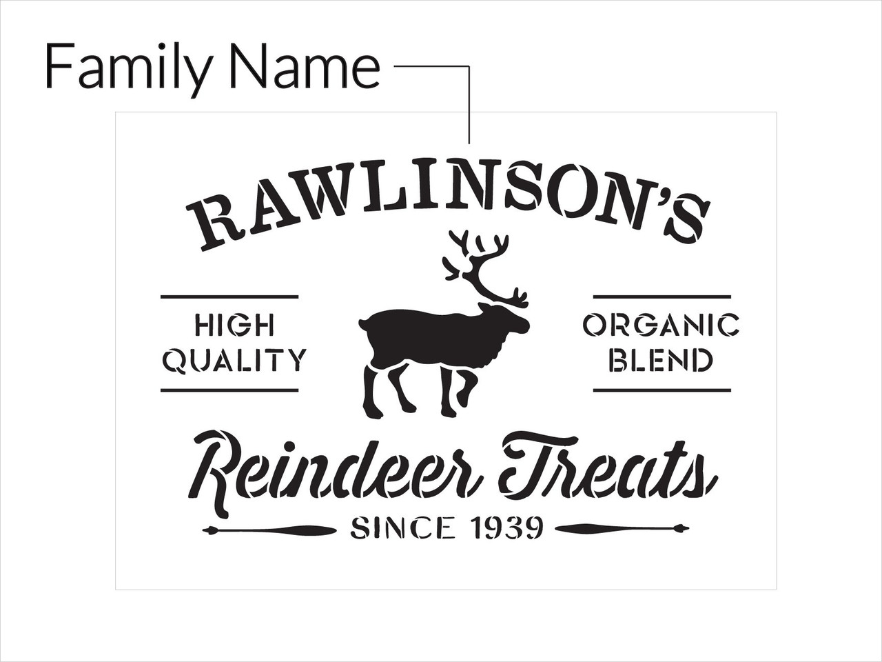 Personalized Reindeer Treats Stencil by StudioR12 - Select Size - USA Made - Craft DIY Christmas Holiday Home Decor | Paint Custom Family Wood Sign | Reusable Mylar Template