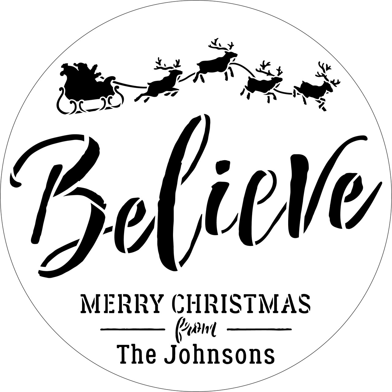 Personalized Believe Stencil by StudioR12 - Select Size - USA Made - Craft DIY Christmas Holiday Home Decor | Paint Custom Santa Wood Sign | Reusable Mylar Template