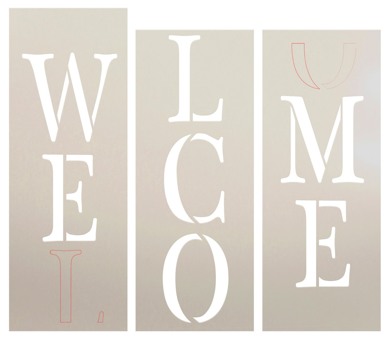 Traditional Serif Welcome Stencil by StudioR12 | DIY Outdoor Farmhouse Home Decor | Craft Vertical Wood Leaner Signs | Select Size