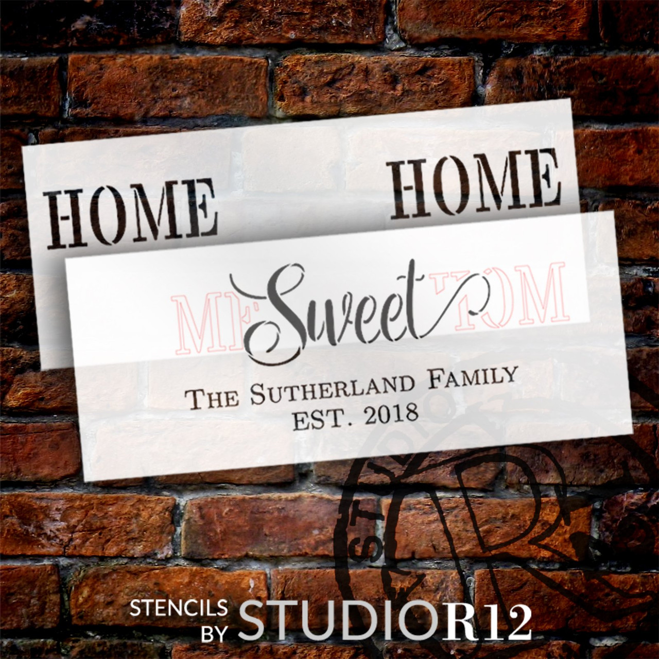 Home Sweet Home Personalized Stencil by StudioR12 - Select Size - USA Made - Craft DIY Farmhouse Home Decor | Paint Custom Wood Sign for Wedding, Anniversary | Reusable Template