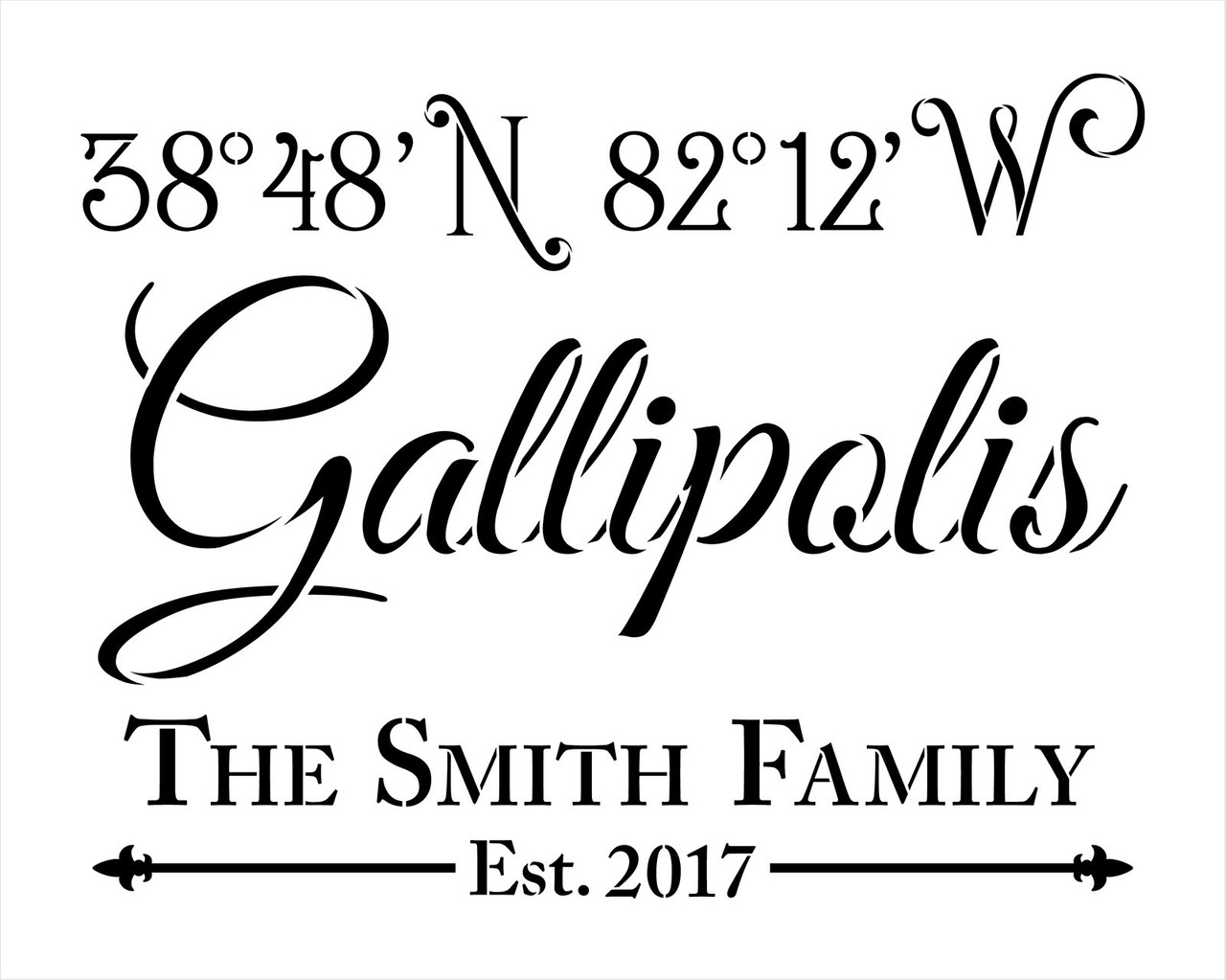 Personalized Family Coordinates Stencil by StudioR12 - Select Size - USA Made - Craft DIY Farmhouse Home Decor | Paint Custom Wood Sign for Wedding, Anniversary | Reusable Template