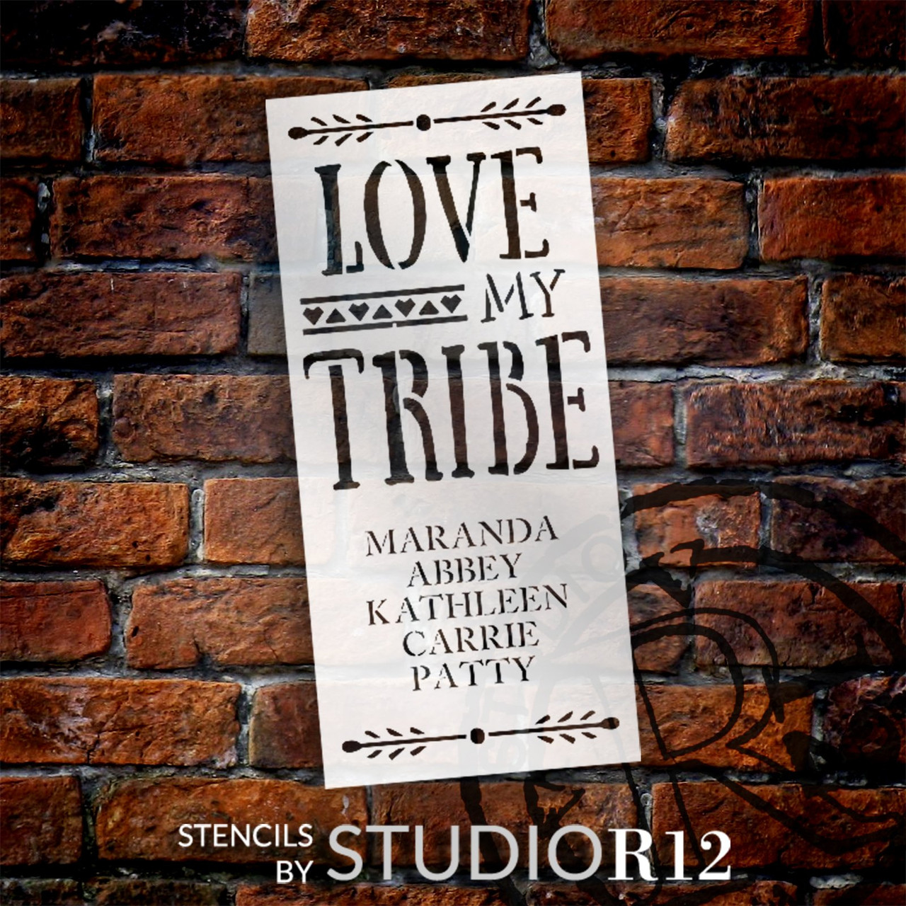 Love My Tribe- Personalized Stencil by StudioR12 - Select Size - USA Made - Craft DIY Custom Home Decor | Paint Wood Sign for Living Room, Bedroom | Reusable Template