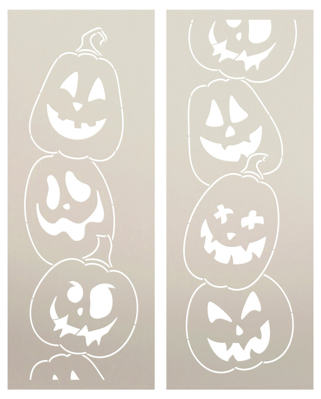 2 Part Jack O Lantern Porch Sign Stencil by StudioR12 - 4 ft - USA Made - Craft DIY Fall & Autumn Home Decor | Paint Tall Wood Sign | Reusable Mylar Template