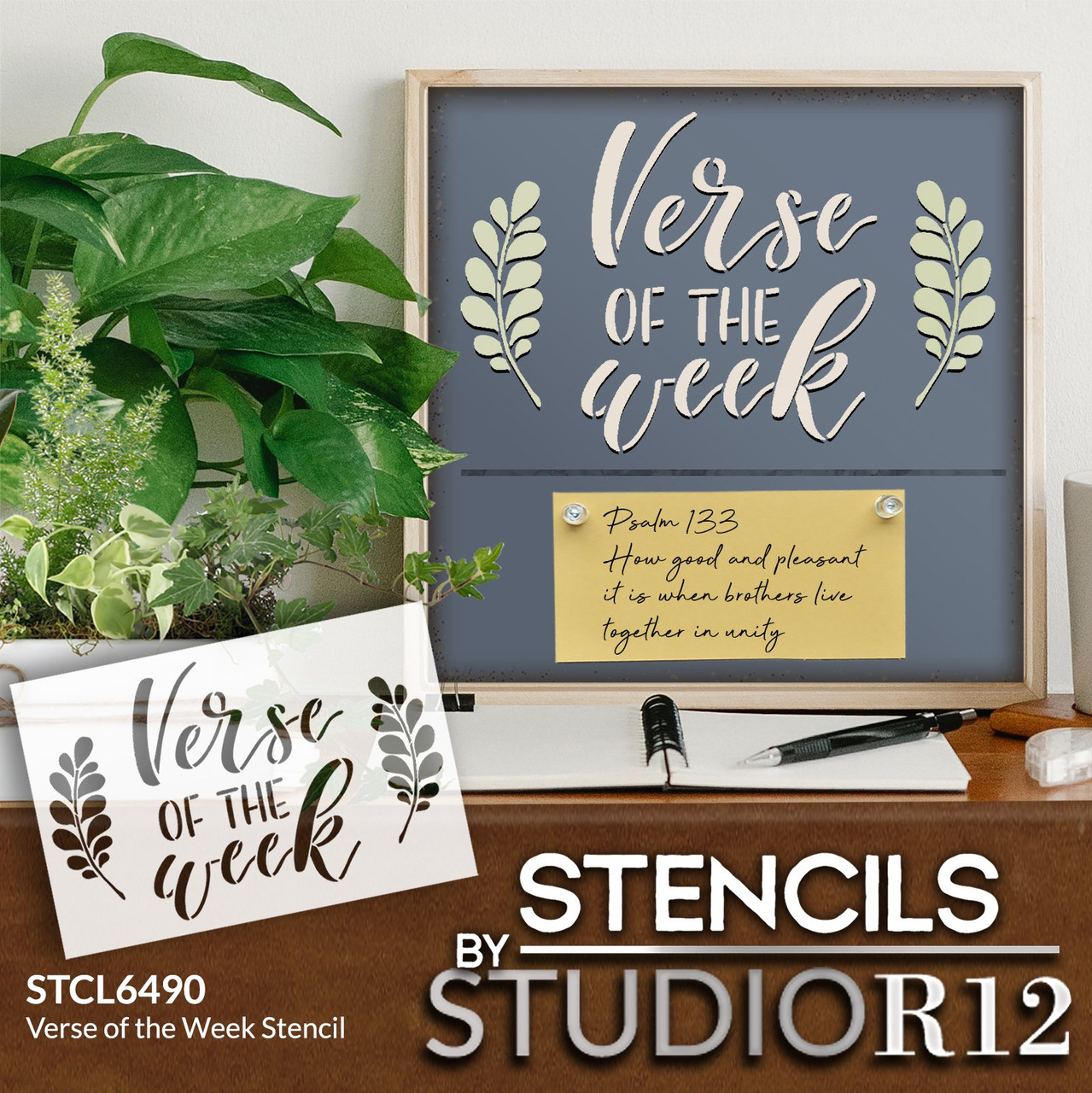 Verse of The Week Stencil by StudioR12 - Select Size - USA Made - Craft DIY Religious Faith Home Decor | Paint Church Word Art Wood Sign | Reusable Mylar Template