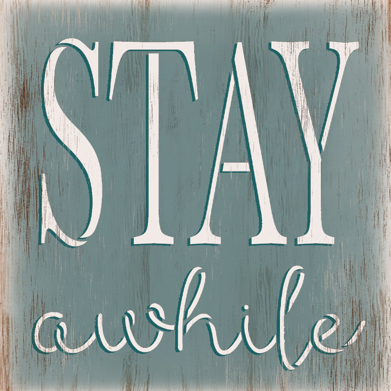 Stay Awhile Rustic Word Art Stencil by StudioR12 - Select Size - USA Made - Craft DIY Boho Farmhouse Living Room Decor | Paint Rustic Wood Sign Pallet