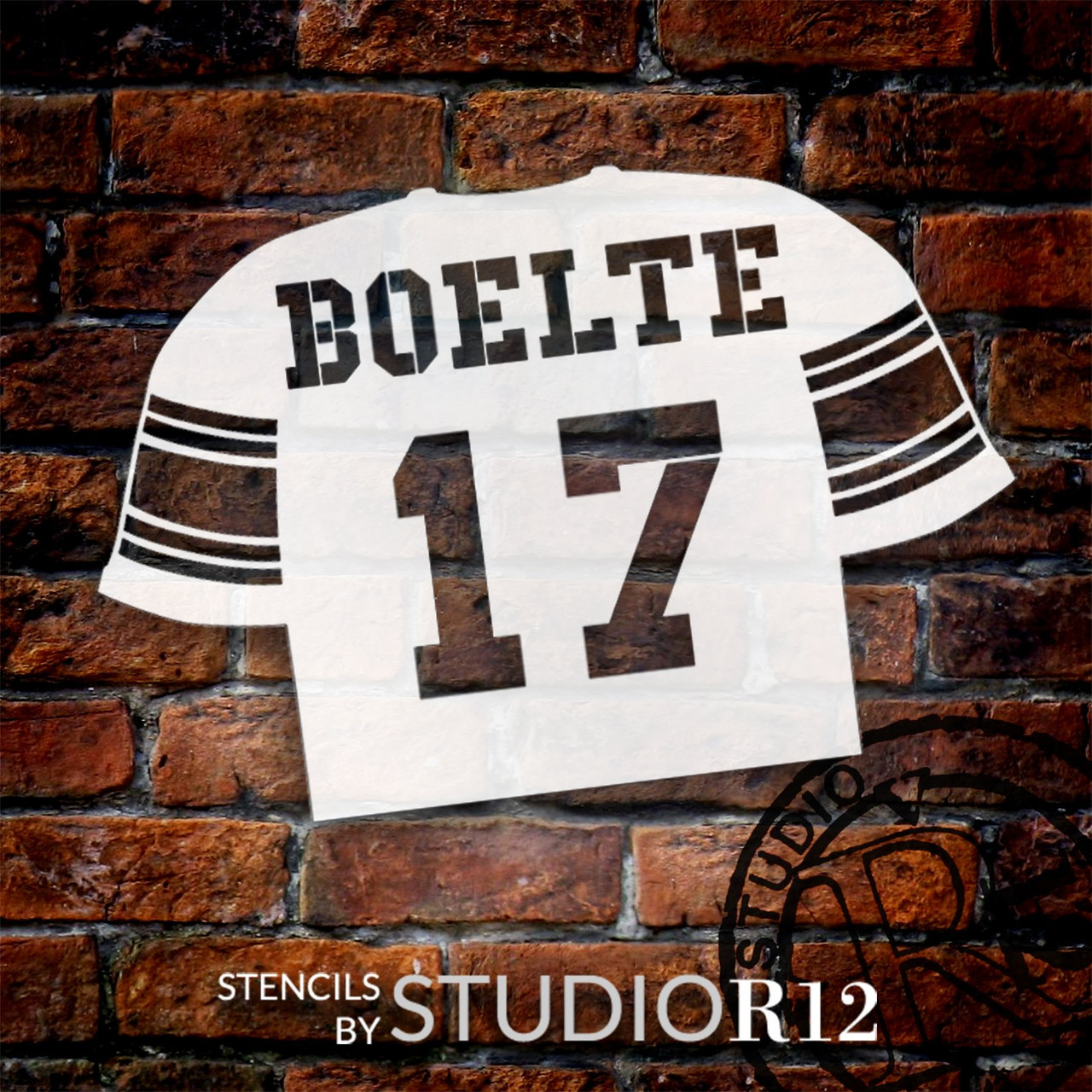 Personalized Football Jersey Stencil by StudioR12 - Select Size - USA Made - Craft DIY Sports Player Home Decor | Paint Custom Wood Sign for Porch or Yard | Reusable Template