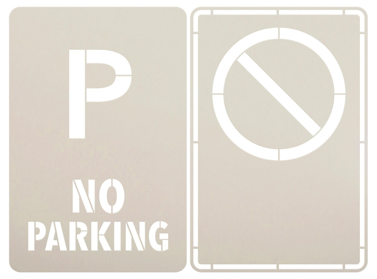 No Parking Stencil by StudioR12 - Select Size - USA Made - 2 Part Stencil | Paint Wood Signs for Garage & Workshop | Craft DIY Road Sign for Car Theme Decor