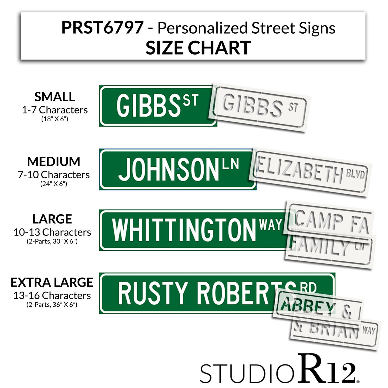 Personalized Street Sign Stencil by StudioR12 - Select Size - USA Made - DIY Custom Road Sign Template | Paint Wood Signs for Garage Workshop & Man Cave