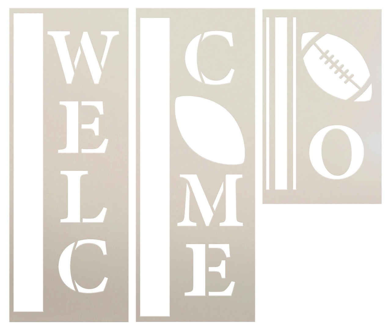 Welcome with Football Tall Porch Sign Stencil by StudioR12 - 4 ft - USA Made - DIY Fall Patio Decor | Craft & Paint Vertical Stripe Wood Porch Leaners