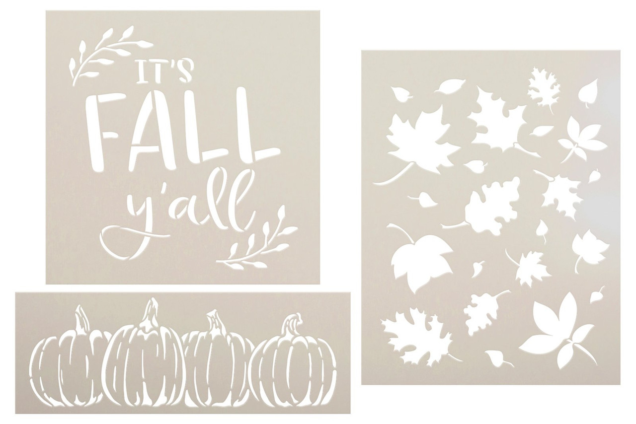 It's Fall Y'all with Pumpkins & Leaves Stencil Set by StudioR12 - Select Size - USA Made - DIY Fall Wreath Wall Decor | Craft & Paint Autumn Wood Signs