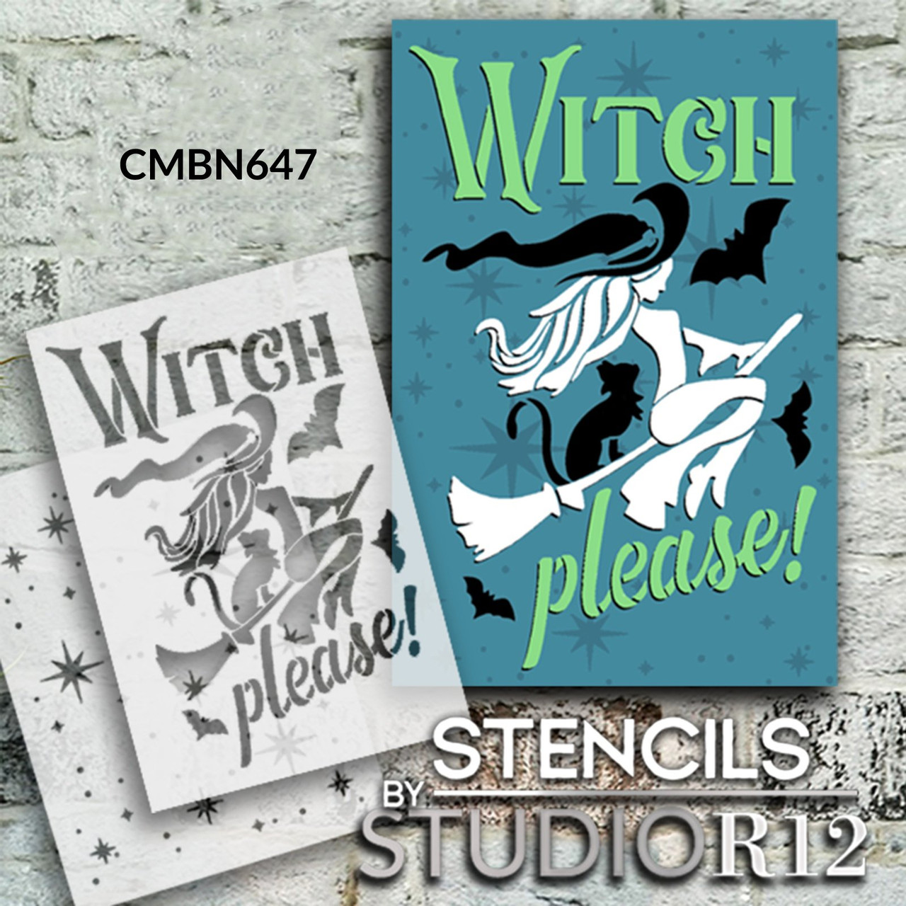 Witch Please with Twinkle Stars Stencil Set by StudioR12 - Select Size - USA Made - DIY Spooky Halloween Home Decor | Craft & Paint Fall Wood Signs