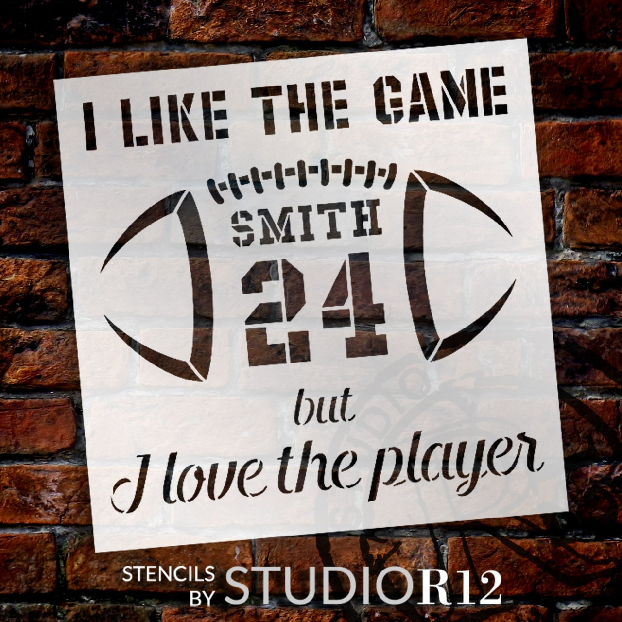 Personalized Like the Game Love the Player Stencil by StudioR12 - Select Size - USA Made - Craft DIY Sports Player Home Decor | Paint Custom Wood Sign for Porch, Yard | Reusable Template | PRST6673