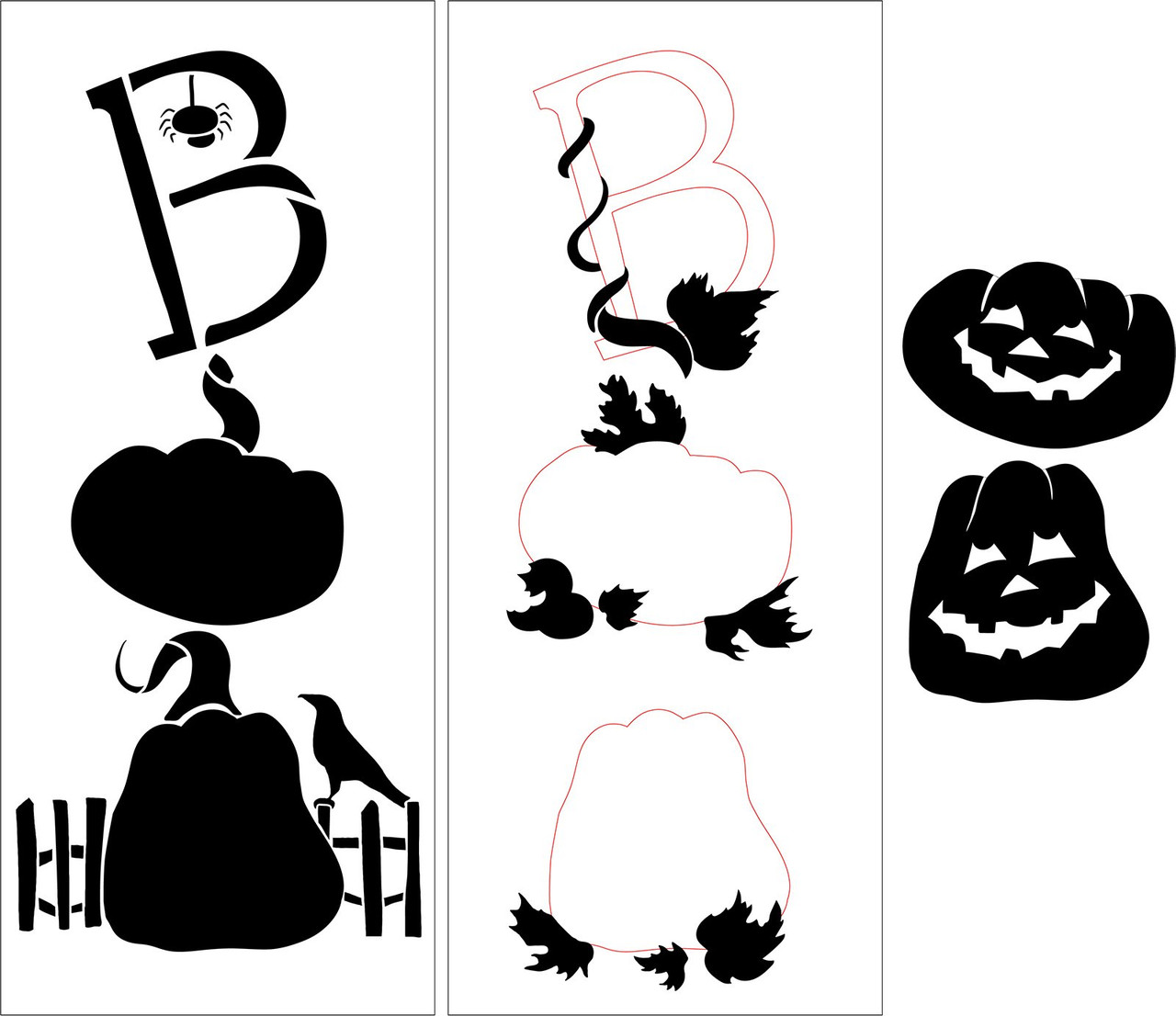 Boo Pumpkins 4-Part Stencil by StudioR12 - USA Made - DIY Spooky Jack-o-Lantern Home Decor | Halloween Sign Crafts | STCL6956