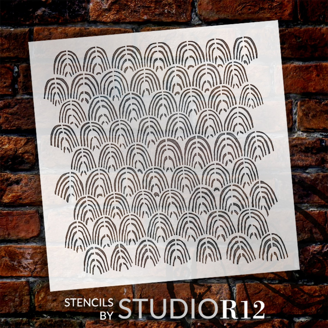 Hand Drawn Scallop Pattern Stencil by StudioR12 - Select Size - USA Made - DIY Mixed Media Painting & Crafting | Reusable Wall Template | STCL6790