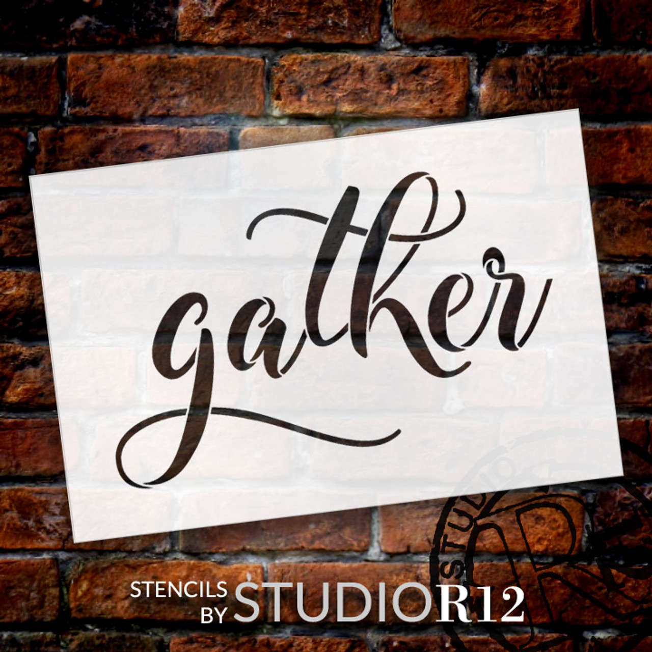 Gather - Elegant Hand Script - Word Stencil - 5" x 3 1/4" - STCL1985_6 - by StudioR12