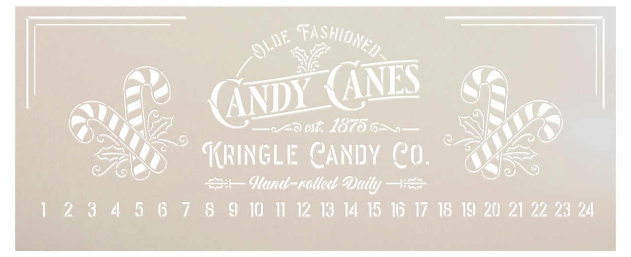 Kringle Candy Cane Countdown Stencil by StudioR12 - USA Made - 20.25 x 8.25 inch - Holiday DIY Christmas Countdown & Advent Calendar | STCL6980