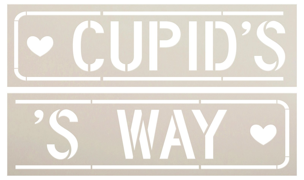 Cupid's Way Street Sign Stencil with Hearts by StudioR12 - Select Size - USA Made - DIY Valentine's Day Home Decor & Road Signs Wall Art | STCL6959
