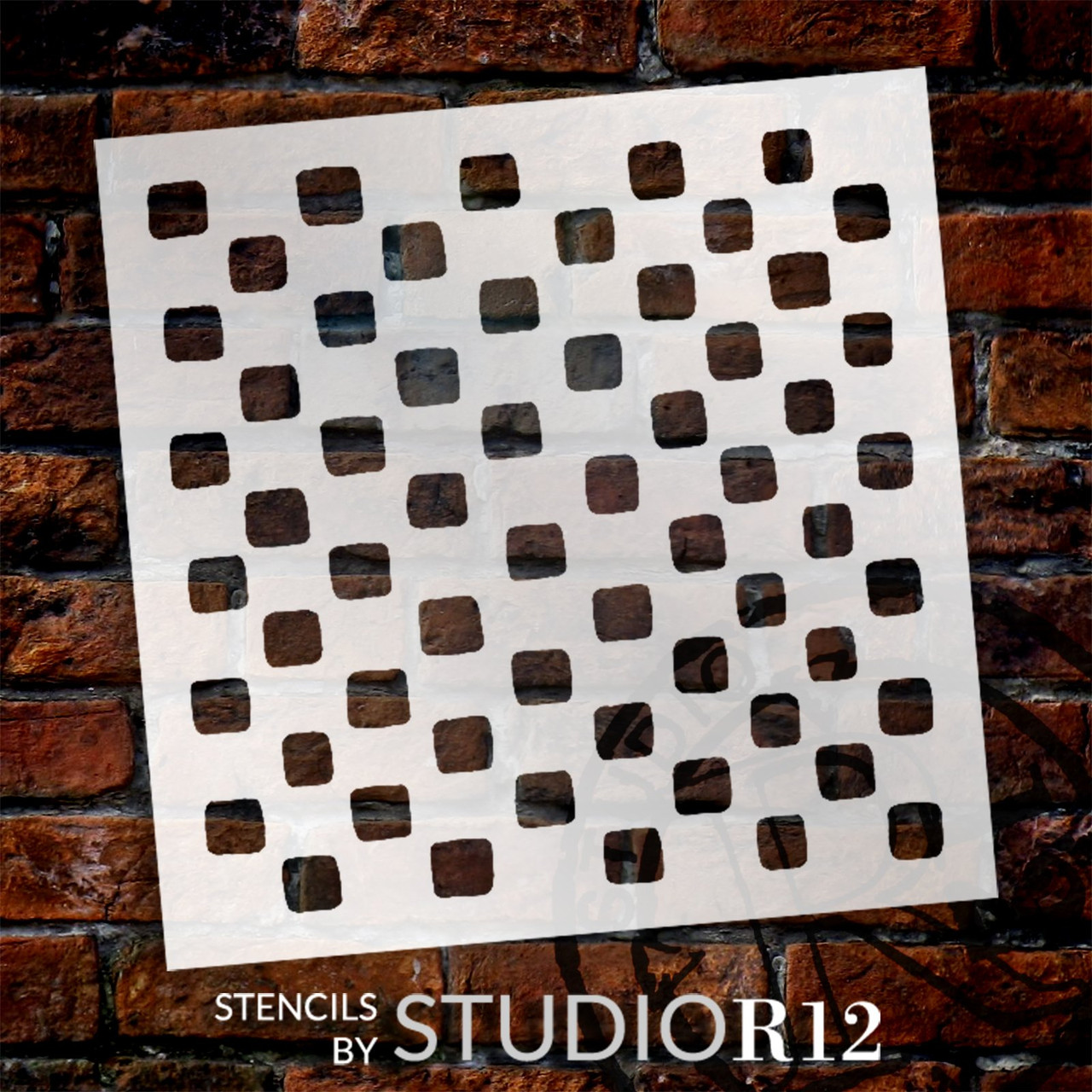 Hand Drawn Checkerboard Stencil by StudioR12  | DIY Mixed Media Painting | Checked Wall Pattern | 12"x12" | STCL6792_4