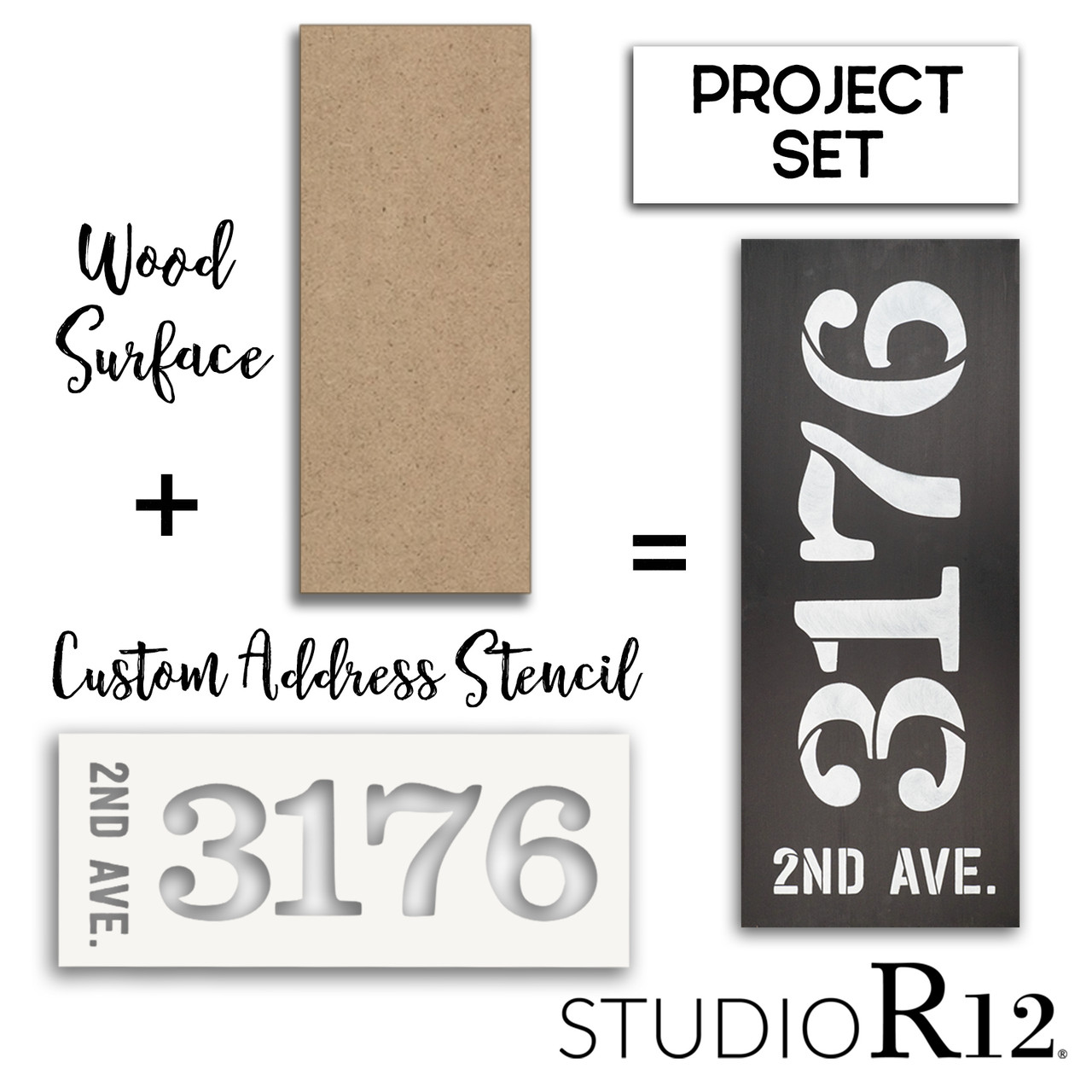 Vertical Farmhouse Address Sign Project Set | Select Size | CMBN543