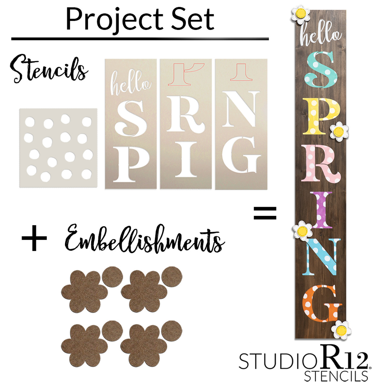 Hello Spring Tall Porch Sign Project Set | CMBN513