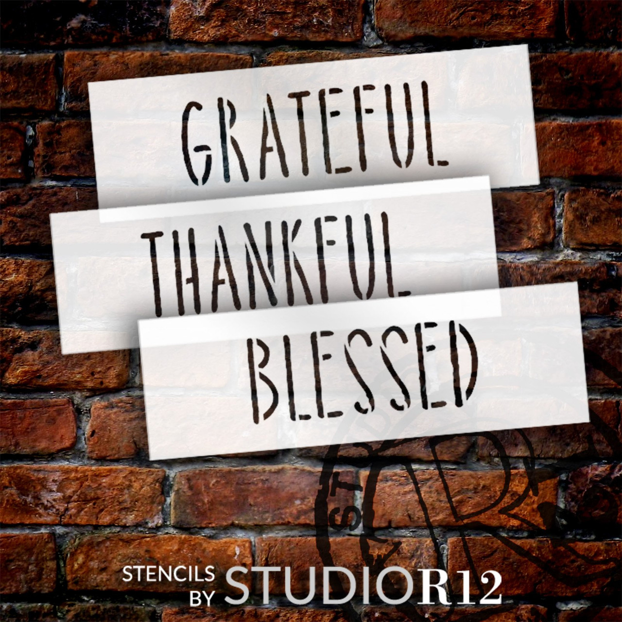 Grateful Thankful Blessed Stencils for Stacked Wood Blocks by StudioR12 - Select Size - USA Made - DIY Fall Mini Book Stack for Tiered Tray - STCL7101