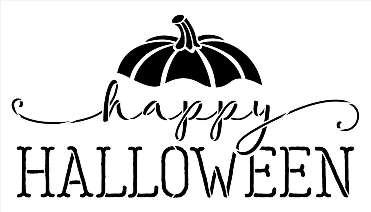 Happy Halloween Stencil with Pumpkin by StudioR12 - Select Size - USA Made - DIY Halloween Decorations - Craft & Paint Pumpkin Porch Decor - STCL7085