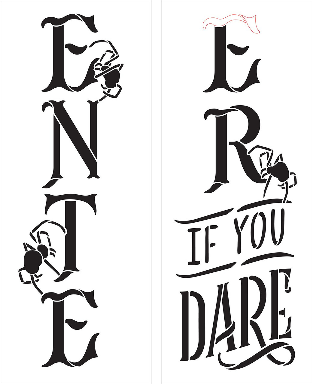 Enter If You Dare Tall Porch Sign Stencil by StudioR12 - Select Size - USA Made - DIY Spider Vertical Leaner Signs for Halloween - Paint Outdoor Fall Decor - STCL7090