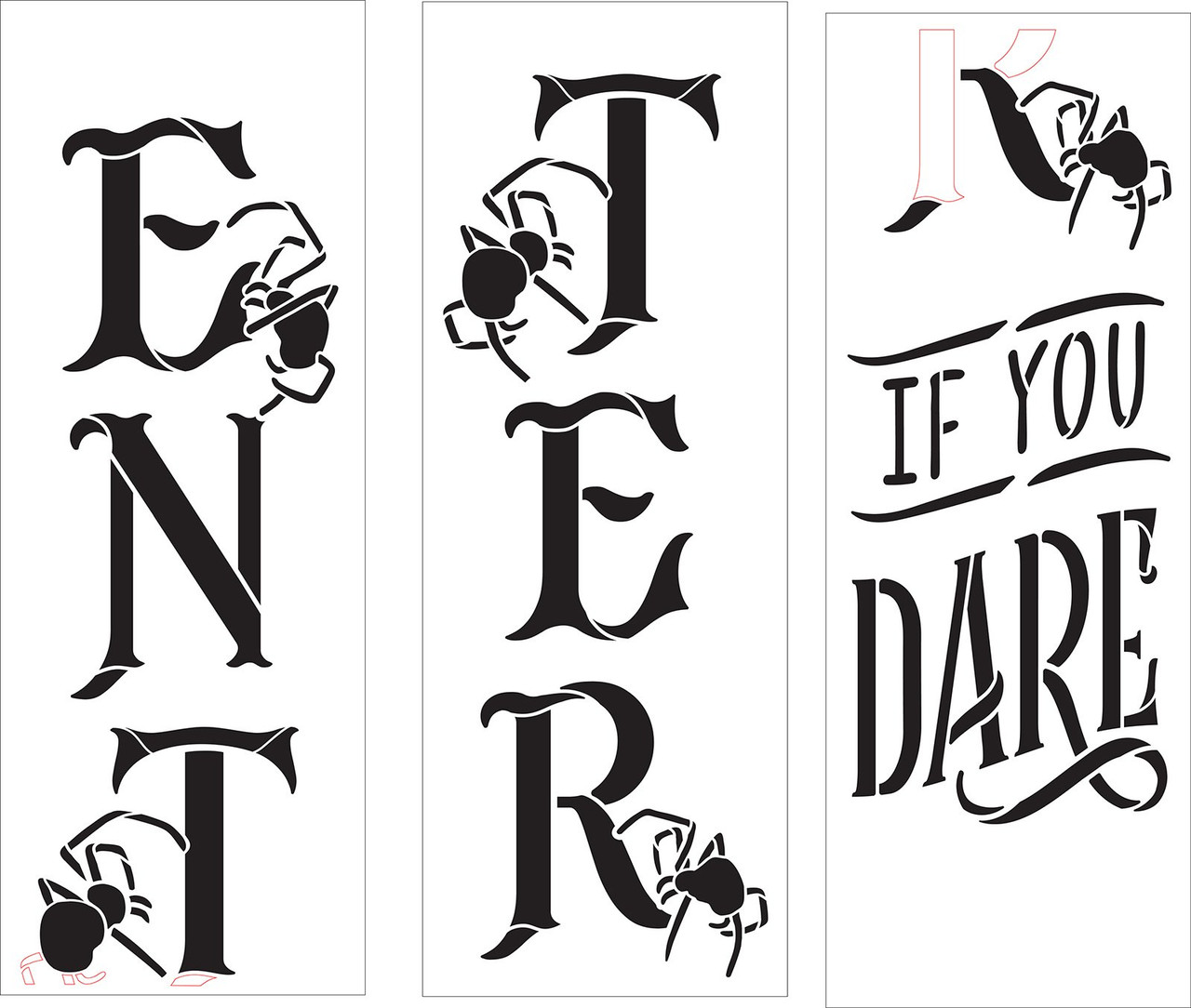 Enter If You Dare Tall Porch Sign Stencil by StudioR12 - Select Size - USA Made - DIY Spider Vertical Leaner Signs for Halloween - Paint Outdoor Fall Decor - STCL7090