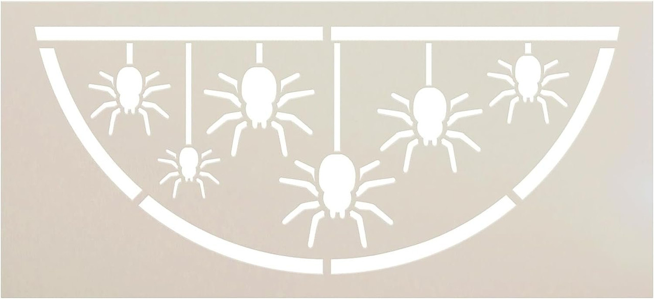 Hanging Spiders Half Round Stencil by StudioR12 - Select Size - USA Made - DIY Spooky Spider Web Door Hanger - Craft & Paint Halloween Decor Signs - STCL7107