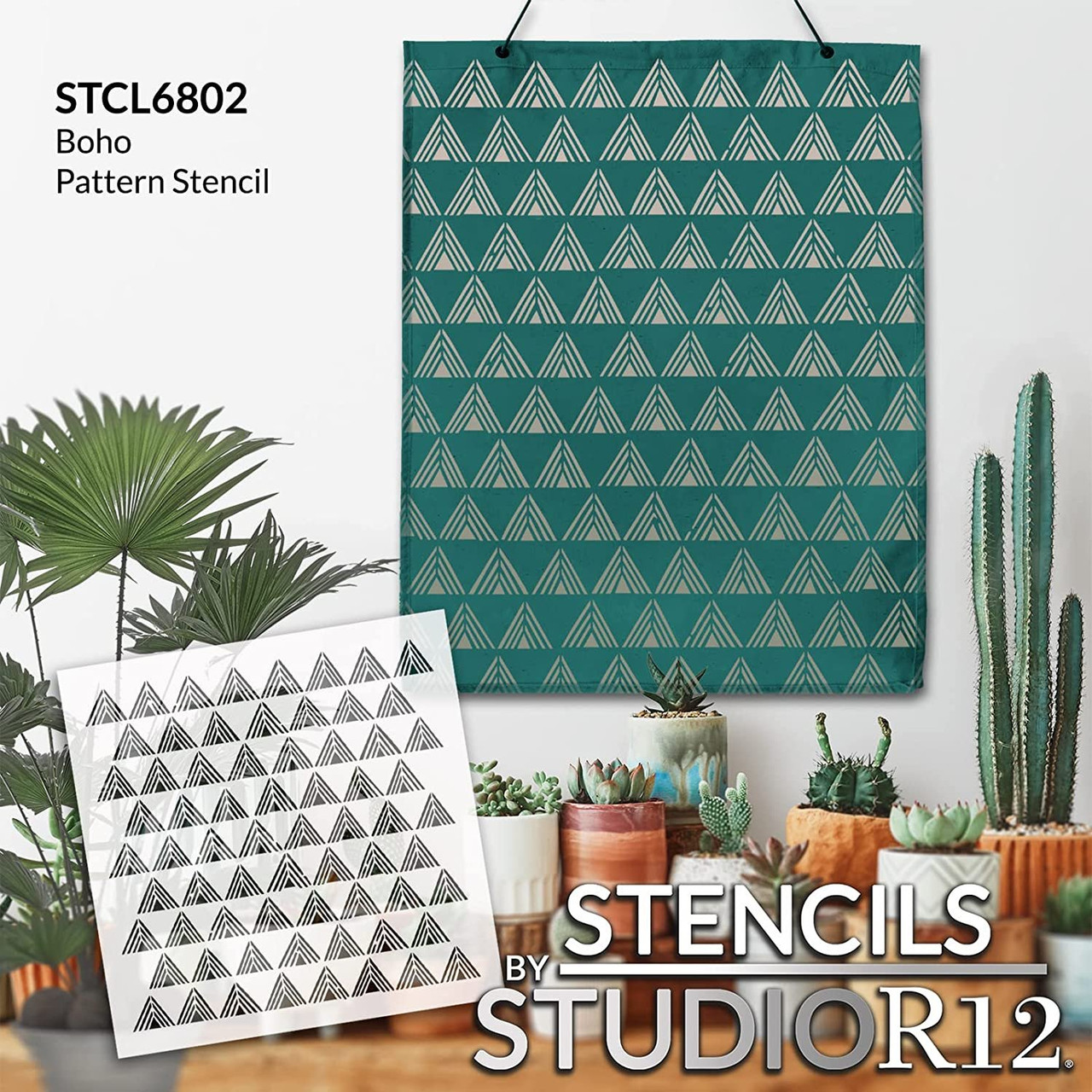 Repeat Geometric Triangle Pattern Stencil by StudioR12 - Select Size - USA Made - Paint DIY Wall Floor Tile | Reusable Mixed Media Template | STCL6802