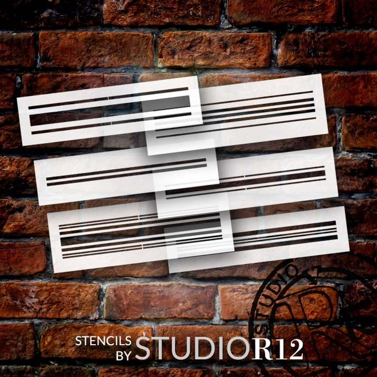 Tea Towel Stripes Stencil Set by StudioR12 - Select Size - USA Made - DIY Farmhouse Home & Kitchen Decor - Wall, Floor, Furniture Painting - Reusable Striped Pattern Template - CMBN701