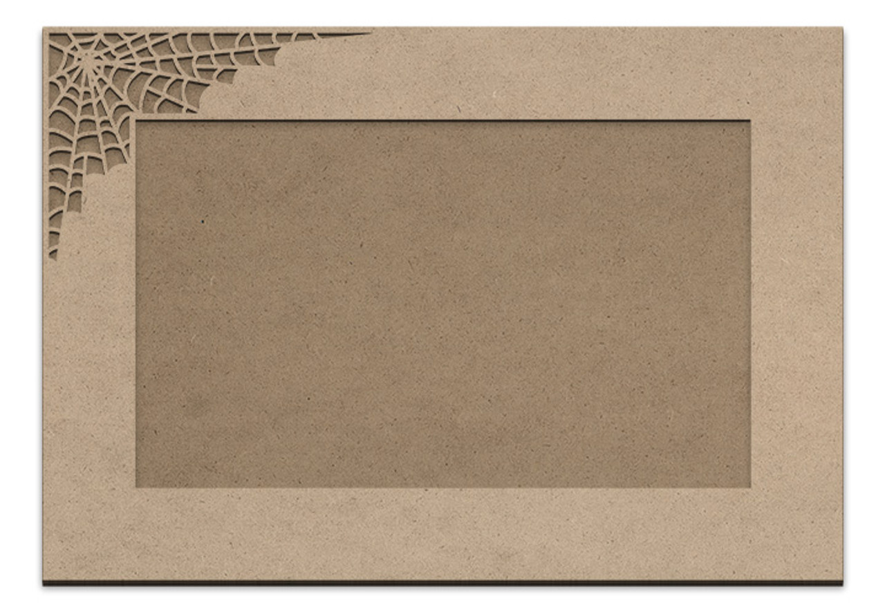 Single Corner Spiderweb Rectangle Frame - MDF Surface &  Embellished Overlay - DIY Ready to Paint Unfinished Wood - Select Size - WDSF1370