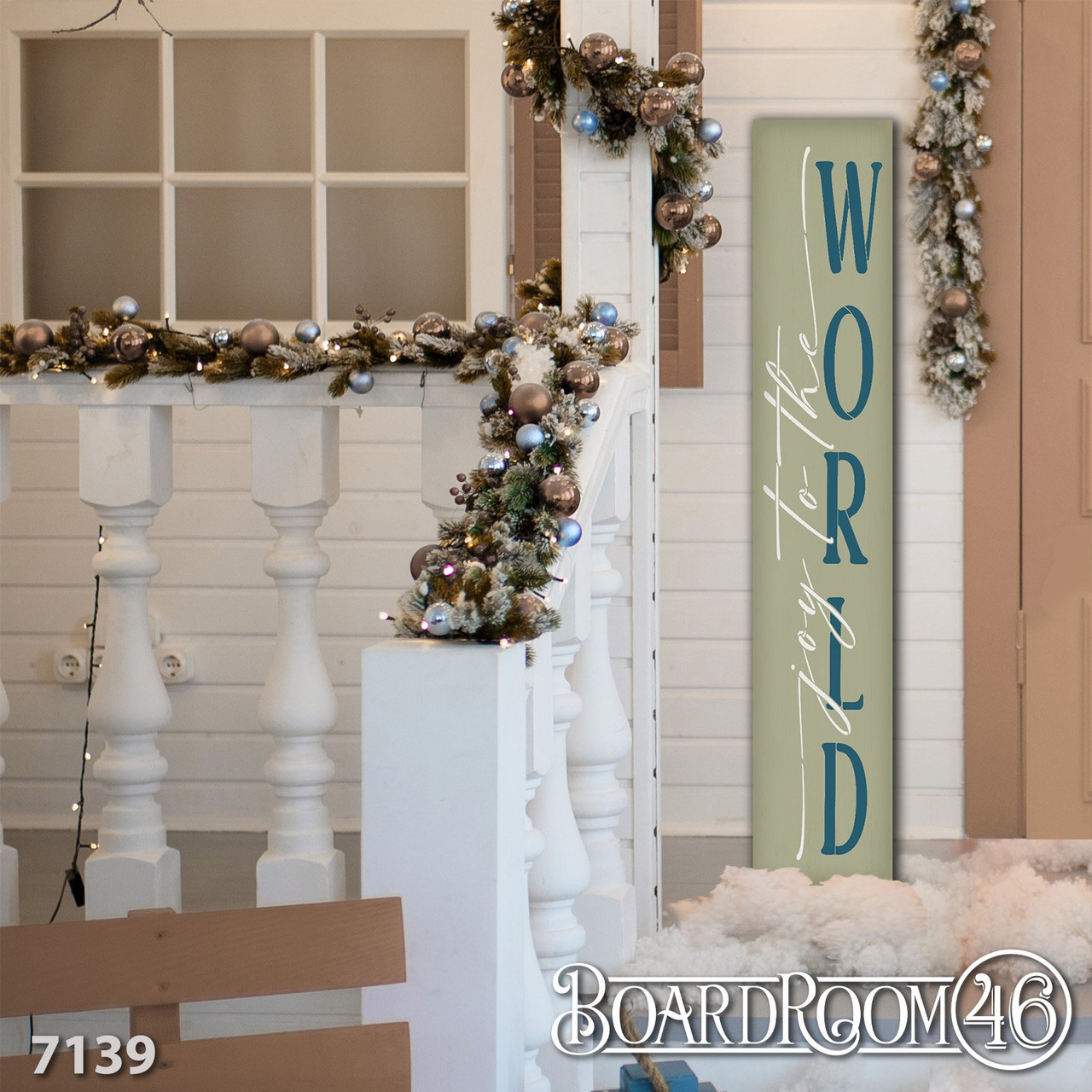 Script Joy to The World Tall Porch Sign Stencil by StudioR12 - Select Size - USA Made - Reusable Christmas Carol Vertical Leaner Template for DIY Holiday Outdoor Welcome Decor - STCL7139 (5ft)