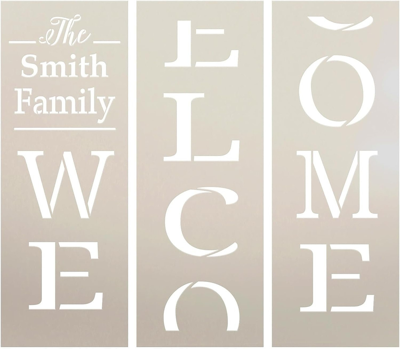 Personalized Family Welcome Tall Porch Sign Stencil by StudioR12-6ft Vertical Leaner Sign Template - USA Made - DIY Custom Outdoor Home Decor - PRST7076