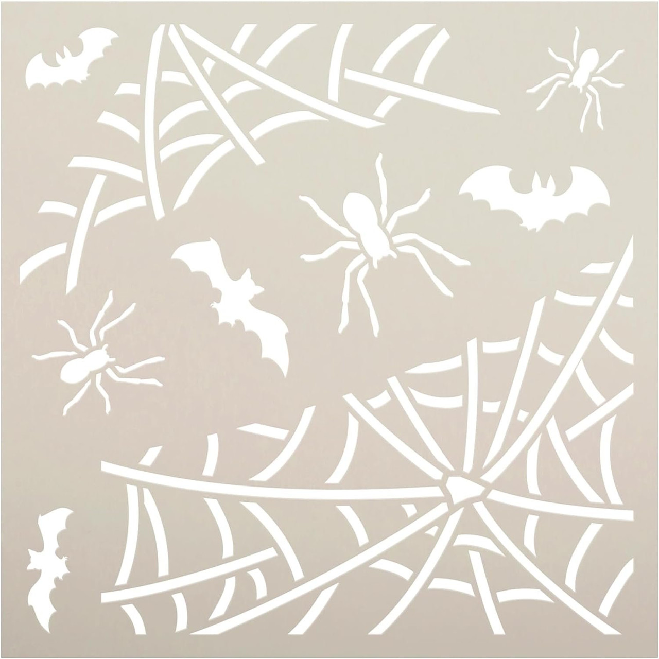 Spider Web Embellishment Stencil with Bats by StudioR12 - USA Made - DIY Halloween Decorations - Reusable Template for Crafting & Painting Wood Signs - STCL7184