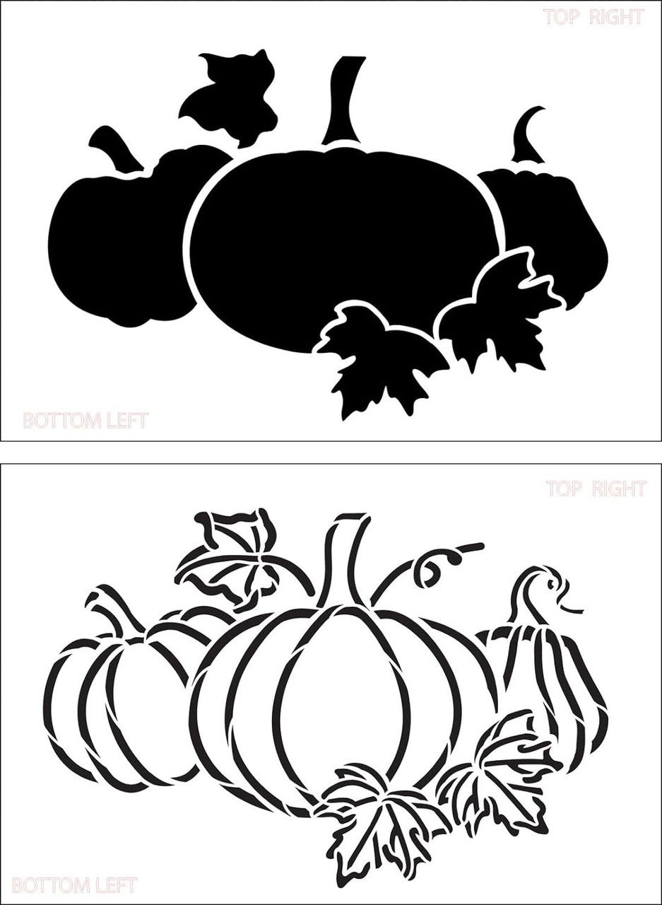 Fall Pumpkin Patch Embellishment Stencil by StudioR12 - USA Made - 2 Part Reusable Mixed Media Template for Painting & Crafting - DIY Seasonal Autumn Decor - STCL7187