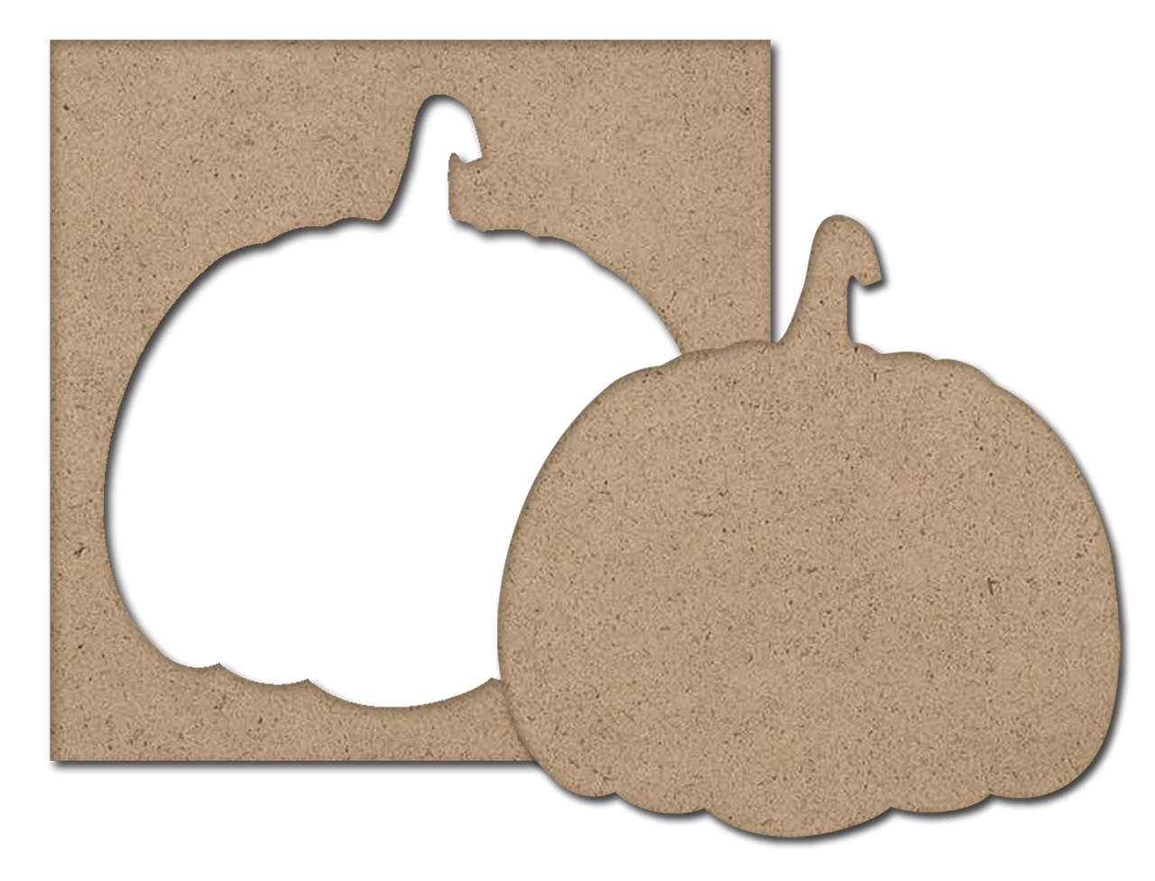 Pumpkin Frame & Cutout Surface Set - 1/8" MDF - Unfinished Wood Blank for DIY Halloween Decorations - Ready to Paint Surfaces for Fall Crafts - CMBN718