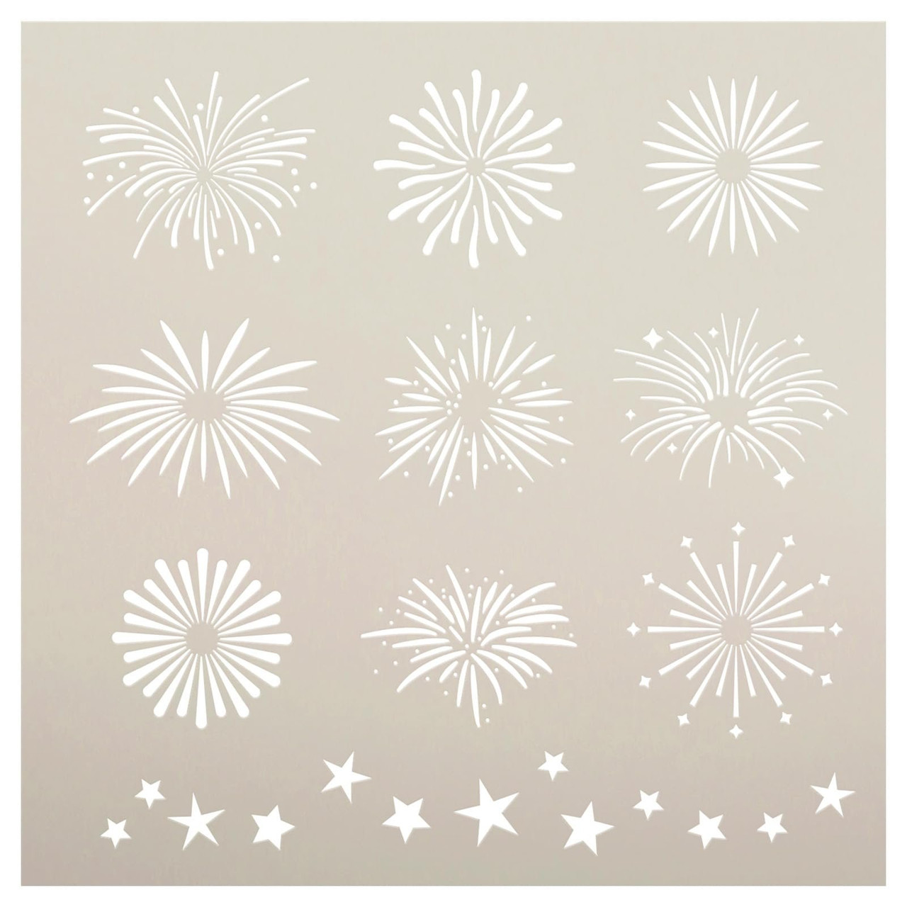 Fireworks Pattern Stencil by StudioR12 - Select Size - USA Made - DIY Fourth of July Home Decor - Craft & Paint Patriotic Summer Wood Signs - STCL7206