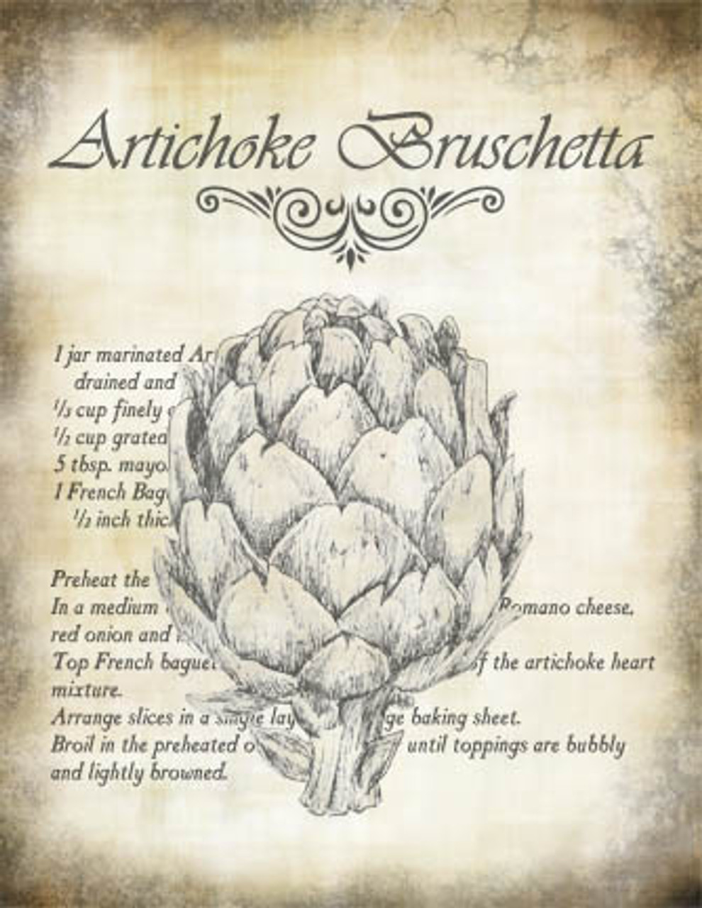 Artichoke Bruschetta Recipe Collage Paper - Antiquated - 8" x 10 1/2"