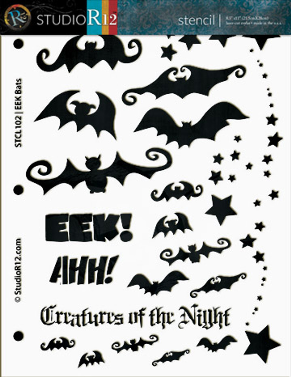 EEK Bats! Stencil -  8 1/2" x 11"