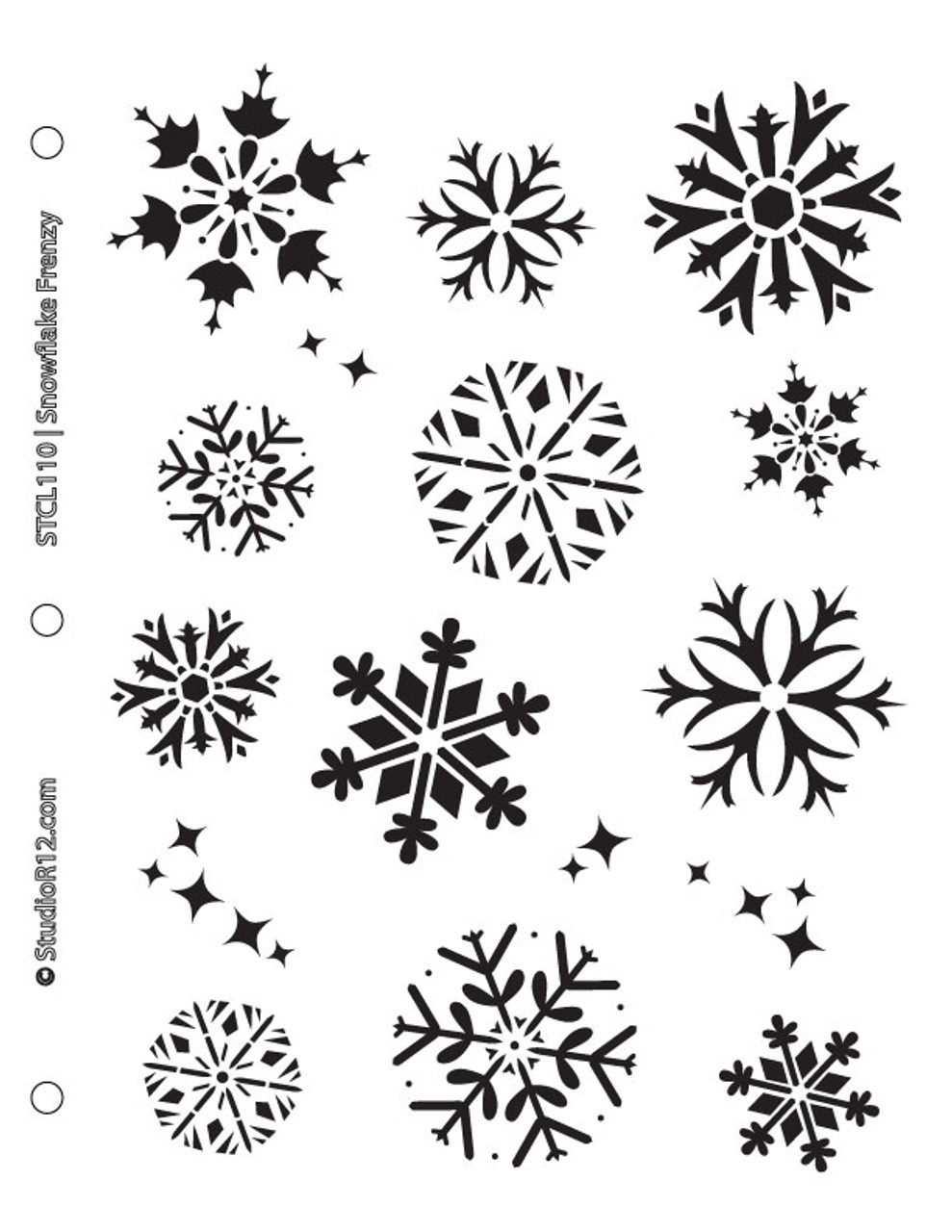 Snowflake Frenzy Medium Stencil - 8 1/2" x 11"