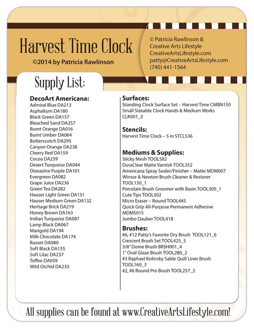 Harvest Time Standing Clock E-Packet - Patricia Rawlinson