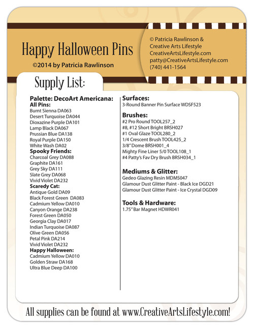 Happy Halloween Pins Pattern Packet