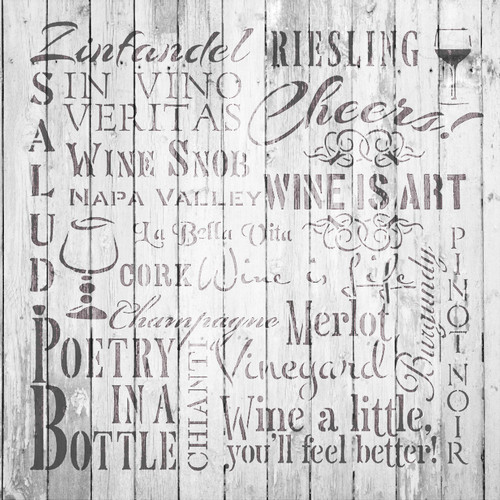 Wine Background Word Stencil  - 20" x 20" - STCL231_5 - by StudioR12