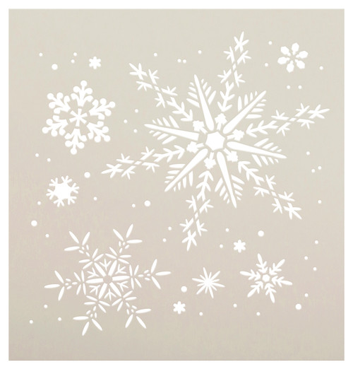  Delicate Snowflakes Stencil by StudioR12 | Delicate Winter Snow Art | Reusable Mylar Template | Painting, Chalk, Mixed Media | Use for Journaling, DIY Home Decor | STCL163 | 14.5" x 14"