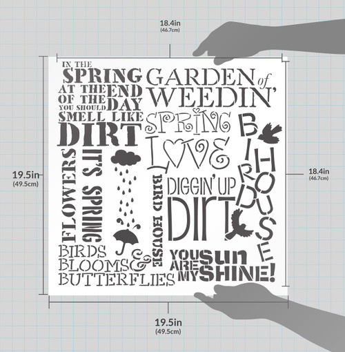 Spring Love Background Word Stencil  - 19.5" x 19.5"