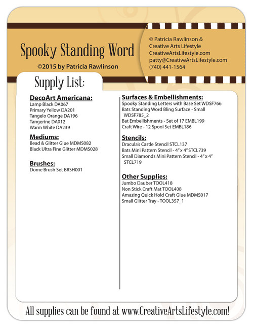 Spooky Standing Word Pattern Packet - Patricia Rawlinson