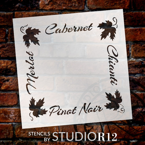 French Wine Frame Word Art Stencil - 13" x 13" - STCL1035_2  - by StudioR12