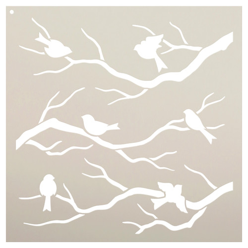 Birds & Branches - Pattern Stencil - 6" x 6"